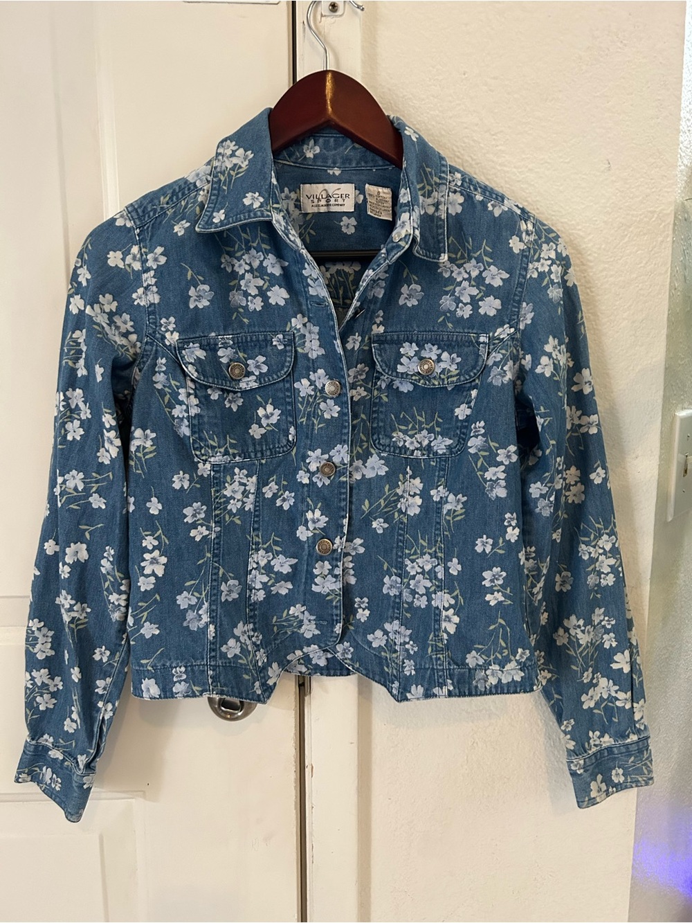 villager Blue Floral Denim Jacket